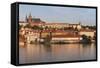 View over the River Vltava to the Castle District with St. Vitus Cathedral and Royal Palace-Markus-Framed Stretched Canvas