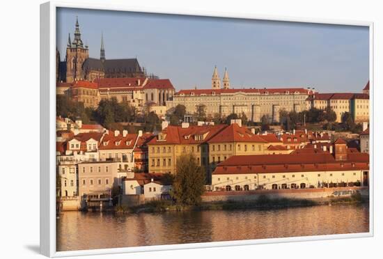 View over the River Vltava to the Castle District with St. Vitus Cathedral and Royal Palace-Markus-Framed Photographic Print