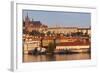 View over the River Vltava to the Castle District with St. Vitus Cathedral and Royal Palace-Markus-Framed Photographic Print