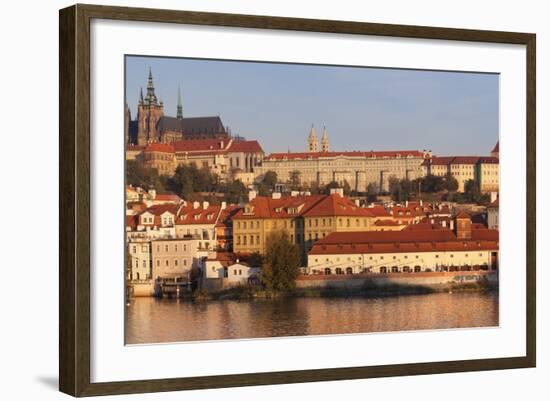 View over the River Vltava to the Castle District with St. Vitus Cathedral and Royal Palace-Markus-Framed Photographic Print