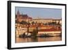 View over the River Vltava to the Castle District with St. Vitus Cathedral and Royal Palace-Markus-Framed Photographic Print