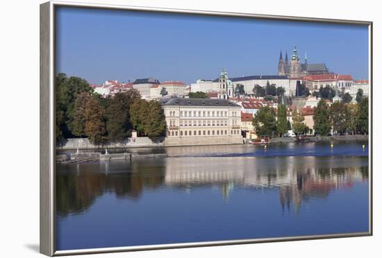 View over the River Vltava to the Castle District with St. Vitus Cathedral and Royal Palace-Markus-Framed Photographic Print