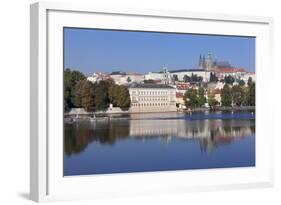 View over the River Vltava to the Castle District with St. Vitus Cathedral and Royal Palace-Markus-Framed Photographic Print