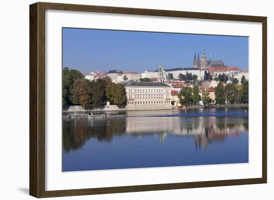 View over the River Vltava to the Castle District with St. Vitus Cathedral and Royal Palace-Markus-Framed Photographic Print