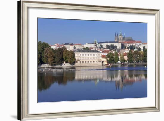 View over the River Vltava to the Castle District with St. Vitus Cathedral and Royal Palace-Markus-Framed Photographic Print