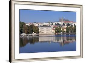 View over the River Vltava to the Castle District with St. Vitus Cathedral and Royal Palace-Markus-Framed Photographic Print