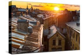 View over the Rooftops of the Historic Center of St. Petersburg, Russia during an Amazing Sunset.-De Visu-Stretched Canvas