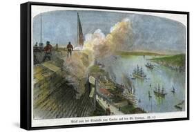 View over the St Lawrence River from the Citadel of Quebec, Canada, C1875-null-Framed Stretched Canvas