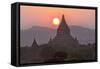 View over the Temples of Bagan at Sunset-Lee Frost-Framed Stretched Canvas