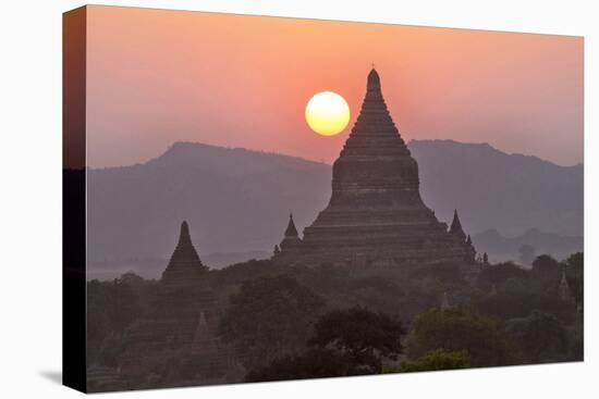 View over the Temples of Bagan at Sunset-Lee Frost-Stretched Canvas