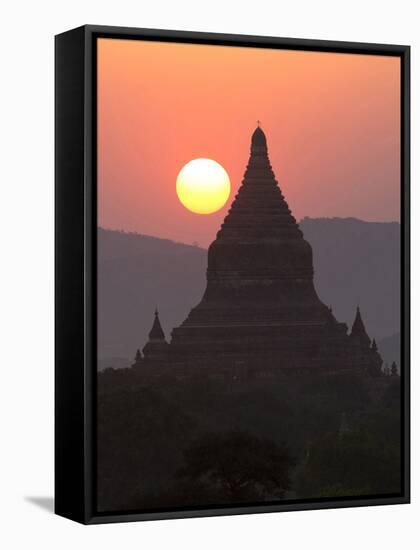 View over the Temples of Bagan at Sunset-Lee Frost-Framed Stretched Canvas