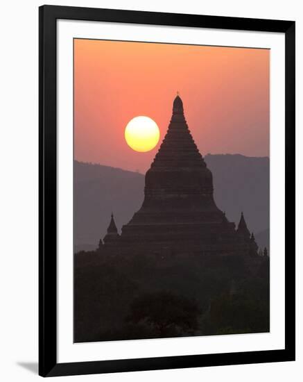 View over the Temples of Bagan at Sunset-Lee Frost-Framed Premium Photographic Print