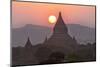 View over the Temples of Bagan at Sunset-Lee Frost-Mounted Photographic Print