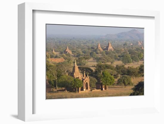 View over the Temples of Bagan Bathed in Evening Sunlight-Lee Frost-Framed Photographic Print