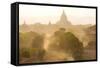 View over the Temples of Bagan Swathed in Dust and Evening Sunlight-Lee Frost-Framed Stretched Canvas