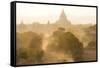 View over the Temples of Bagan Swathed in Dust and Evening Sunlight-Lee Frost-Framed Stretched Canvas