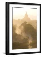 View over the Temples of Bagan Swathed in Dust and Evening Sunlight-Lee Frost-Framed Photographic Print