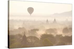 View over the Temples of Bagan Swathed in Early Morning Mist-Lee Frost-Stretched Canvas