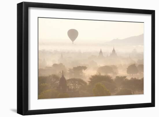 View over the Temples of Bagan Swathed in Early Morning Mist-Lee Frost-Framed Photographic Print