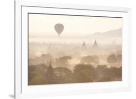 View over the Temples of Bagan Swathed in Early Morning Mist-Lee Frost-Framed Photographic Print