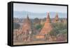 View over the Temples of Bagan Swathed in Early Morning Mist-Lee Frost-Framed Stretched Canvas