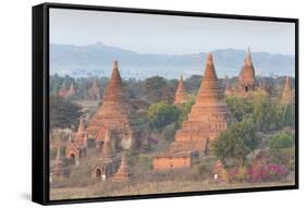 View over the Temples of Bagan Swathed in Early Morning Mist-Lee Frost-Framed Stretched Canvas