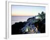 View Over the Town of Oia at Twilight with Aegean Sea in the Background, Cyclades Islands, Greece-Lee Frost-Framed Photographic Print