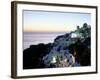 View Over the Town of Oia at Twilight with Aegean Sea in the Background, Cyclades Islands, Greece-Lee Frost-Framed Photographic Print