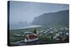 View over the Village of Vik on a Rainy Day, Iceland, Polar Regions-Yadid Levy-Stretched Canvas