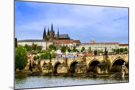 View over the Vltava of Charles Bridge-David Ionut-Mounted Photographic Print