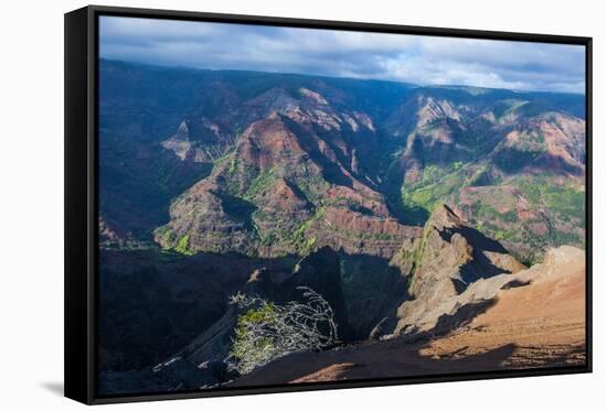 View over the Waimea Canyon, Kauai, Hawaii, United States of America, Pacific-Michael Runkel-Framed Stretched Canvas