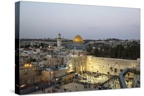 View over the Western Wall (Wailing Wall) and the Dome of the Rock Mosque, Jerusalem, Israel-Yadid Levy-Stretched Canvas