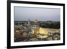 View over the Western Wall (Wailing Wall) and the Dome of the Rock Mosque, Jerusalem, Israel-Yadid Levy-Framed Photographic Print