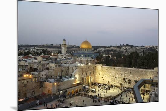 View over the Western Wall (Wailing Wall) and the Dome of the Rock Mosque, Jerusalem, Israel-Yadid Levy-Mounted Photographic Print