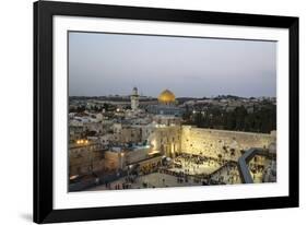 View over the Western Wall (Wailing Wall) and the Dome of the Rock Mosque, Jerusalem, Israel-Yadid Levy-Framed Photographic Print