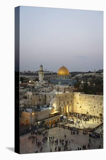 View over the Western Wall (Wailing Wall) and the Dome of the Rock Mosque, Jerusalem, Israel-Yadid Levy-Stretched Canvas