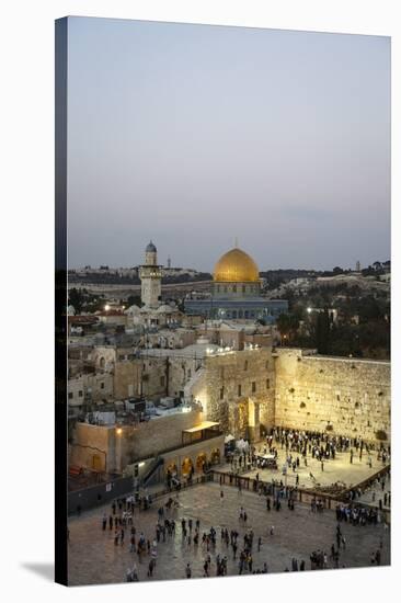 View over the Western Wall (Wailing Wall) and the Dome of the Rock Mosque, Jerusalem, Israel-Yadid Levy-Stretched Canvas