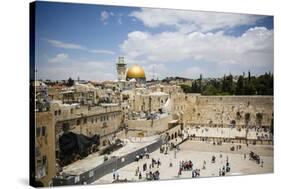 View over the Western Wall (Wailing Wall) and the Dome of the Rock Mosque-Yadid Levy-Stretched Canvas