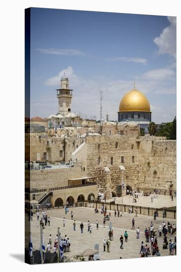 View over the Western Wall (Wailing Wall) and the Dome of the Rock Mosque-Yadid Levy-Stretched Canvas