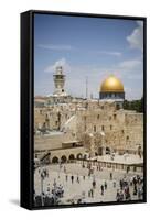 View over the Western Wall (Wailing Wall) and the Dome of the Rock Mosque-Yadid Levy-Framed Stretched Canvas