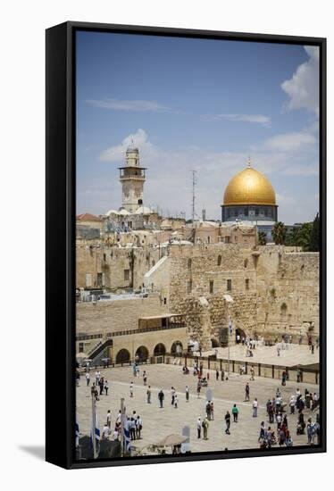 View over the Western Wall (Wailing Wall) and the Dome of the Rock Mosque-Yadid Levy-Framed Stretched Canvas