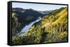 View over the Whanganui River in the Lush Green Countryside-Michael-Framed Stretched Canvas