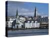 View Over Tjornin (Pond) to Church and Cathedral, Reykjavik, Iceland, Polar Regions-null-Stretched Canvas