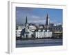 View Over Tjornin (Pond) to Church and Cathedral, Reykjavik, Iceland, Polar Regions-null-Framed Photographic Print