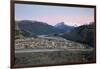 View over town of El Chalten and Rio de las Vueltas and Rio Fitz Roy, El Chalten, Patagonia, Argent-Stuart Black-Framed Photographic Print