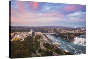 View over Victoria Park Towards Rainbow Bridge and the American Falls, Niagara Falls-Jane Sweeney-Stretched Canvas