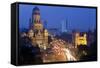View over Victoria Terminus and Central Mumbai at Dusk, Mumbai, India-Peter Adams-Framed Stretched Canvas
