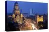 View over Victoria Terminus and Central Mumbai at Dusk, Mumbai, India-Peter Adams-Stretched Canvas