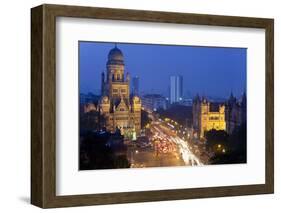 View over Victoria Terminus and Central Mumbai at Dusk, Mumbai, India-Peter Adams-Framed Photographic Print