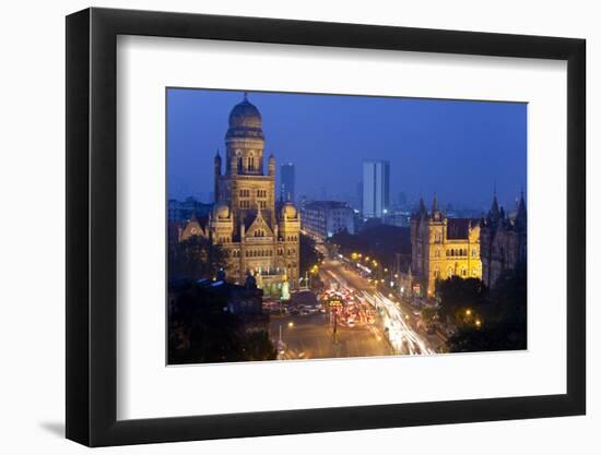 View over Victoria Terminus and Central Mumbai at Dusk, Mumbai, India-Peter Adams-Framed Photographic Print